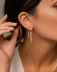 Aris 18k Gold Plated Triple Crystal Drop Earrings