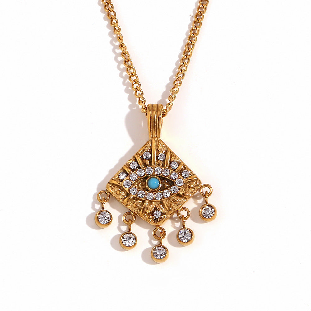Deena Luxe 18k Gold Plated Evil Eye Necklace