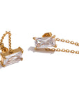 Cleo Luxe 18k Gold Plated Clear Jewel Chain Earrings