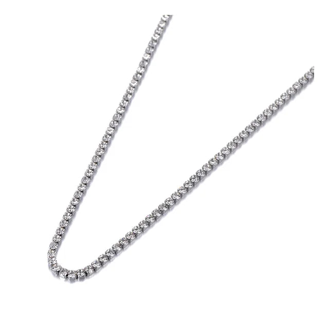 Elisa Silver Toned Jewelled Tennis Necklace – LUXE TONES