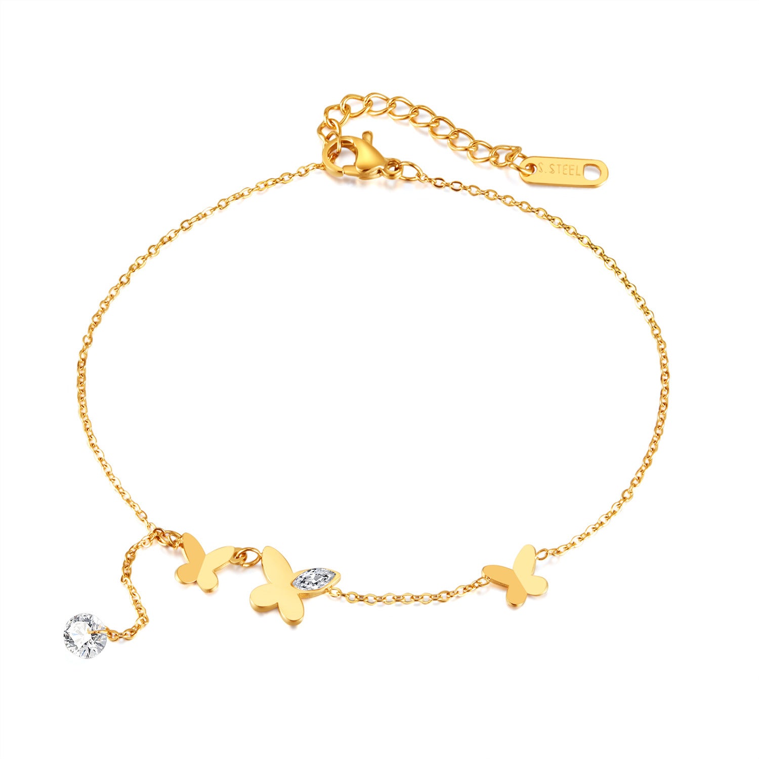 Kellie Luxe 18k Gold Plated Butterfly Anklet