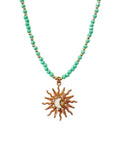 Riri Turquoise Beaded Boho Sun And Moon Pendant Necklace