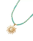 Riri Turquoise Beaded Boho Sun And Moon Pendant Necklace