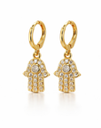 Saara Luxe 18k Gold Plated Hamsa Charm Huggie Earrings