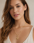 Sahara Luxe 18k Gold Plated Double Layer Sunburst Pendant Necklace