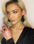 Bryony Black Statement Multi Petal Earrings