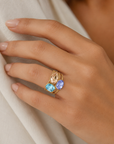Kaia Luxe 18k Gold Plated Gemstone Statement Ring