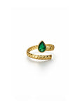 Kali Luxe 18k Gold Plated Green Stone Wrap Ring