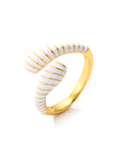 Sloane White And Gold Enamel Ring