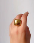 Henley Luxe 18k Gold Plated Square Statement Ring