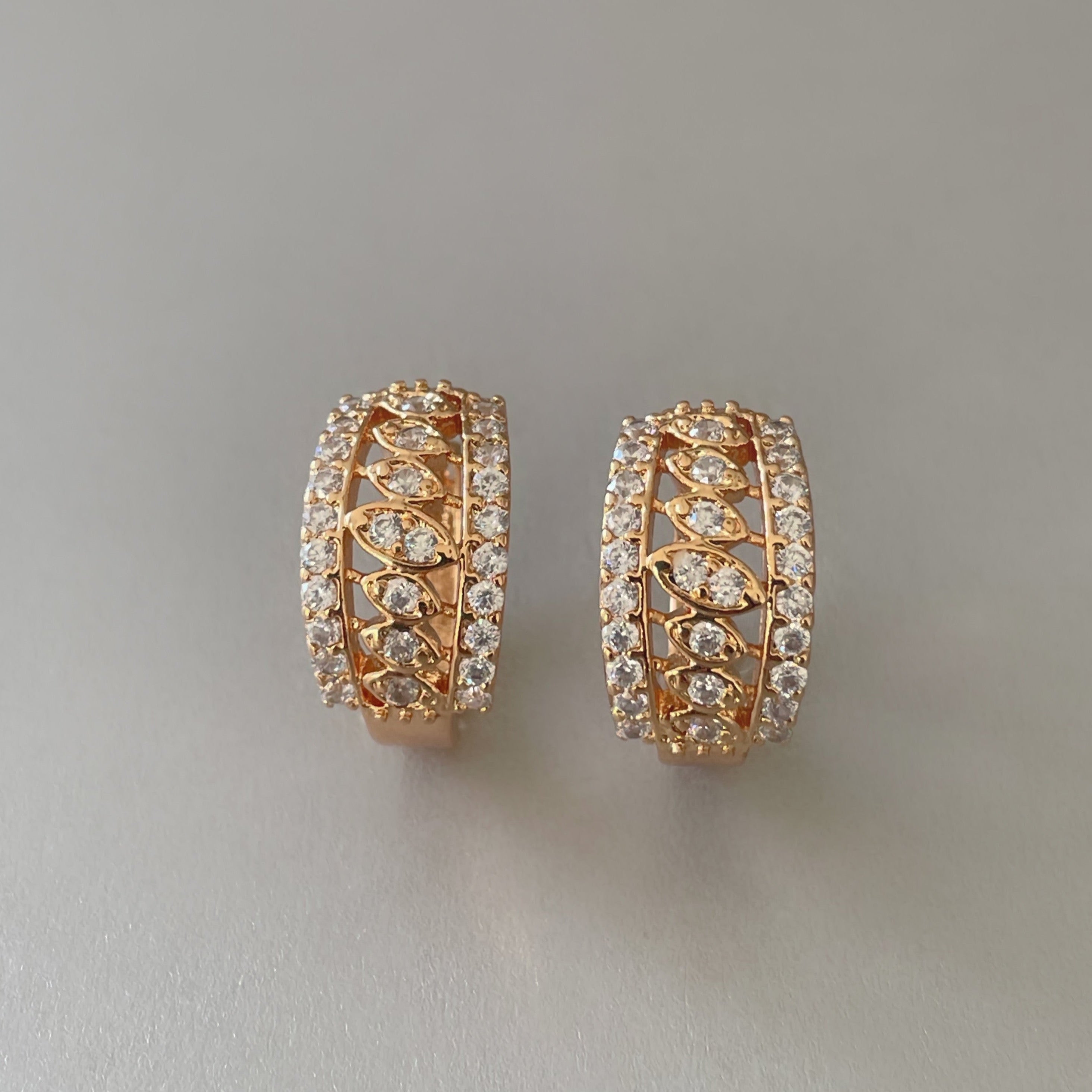 Sophia Jewelled Gold Hoops Earrings