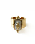 Luna Luxe 18k Gold Plated Wide Band Irregular Grey Crystal Ring