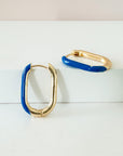 Harper Blue Oval Hoop Earrings