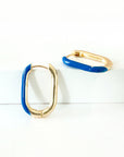Harper Blue Oval Hoop Earrings