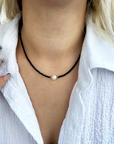 Kinzie Luxe Black Beaded Statement Pearl Necklace