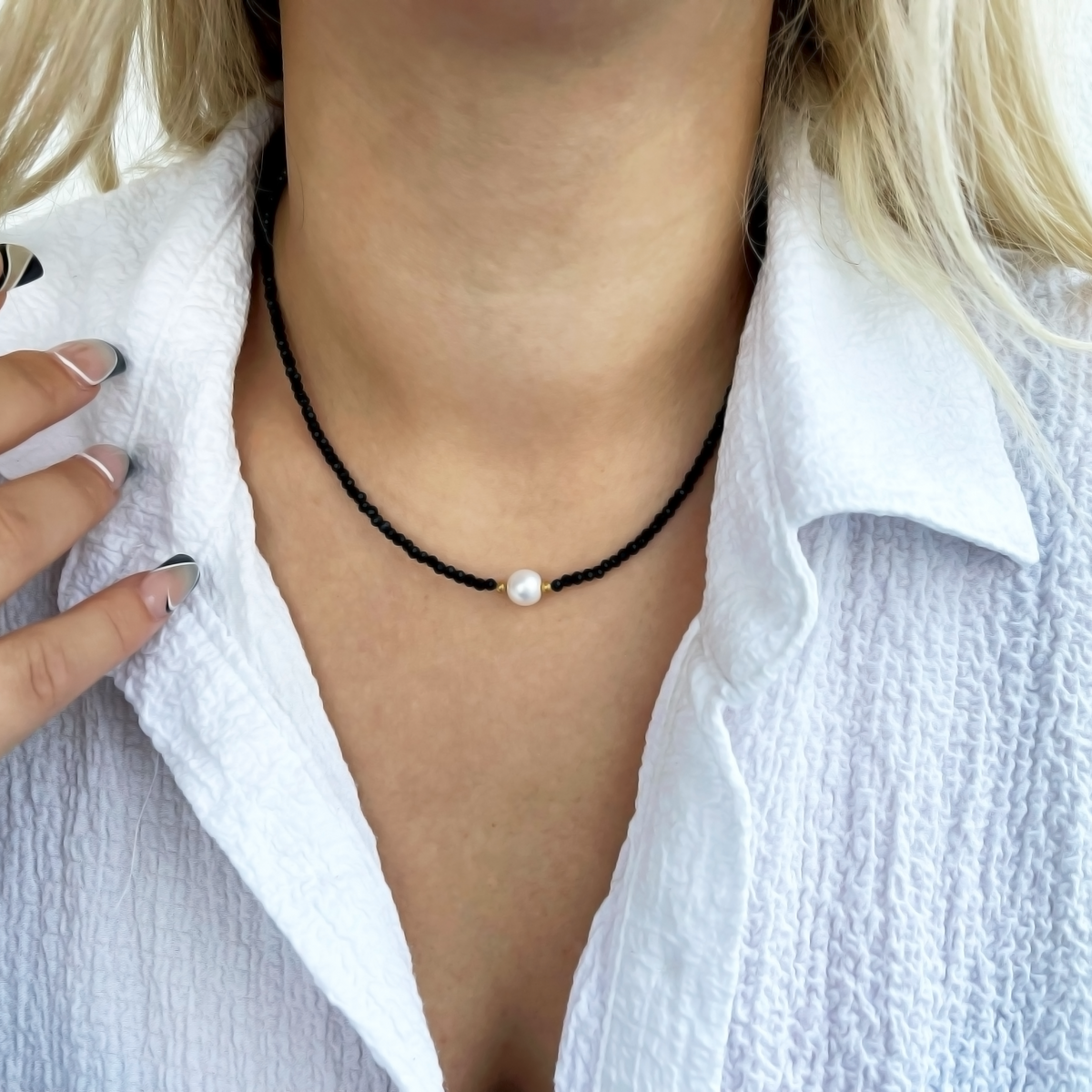 Kinzie Luxe Black Beaded Statement Pearl Necklace – LUXE TONES