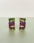 Dahlia Green Enamel Earrings