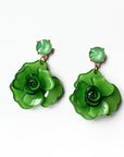 Juniper Statement Green Rose Earrings