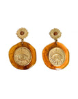 Artemis Luxe 18k Gold Plated Mystic Eye Amber Statement Earrings