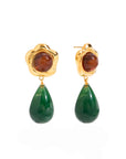 Thalia 18k Gold Plated Green Tear Drop Earrings