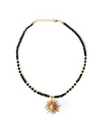 Riri Black Beaded Boho Celestial Pendant Necklace