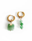 Alyssa Mismatch Green Charm Hoop Earrings