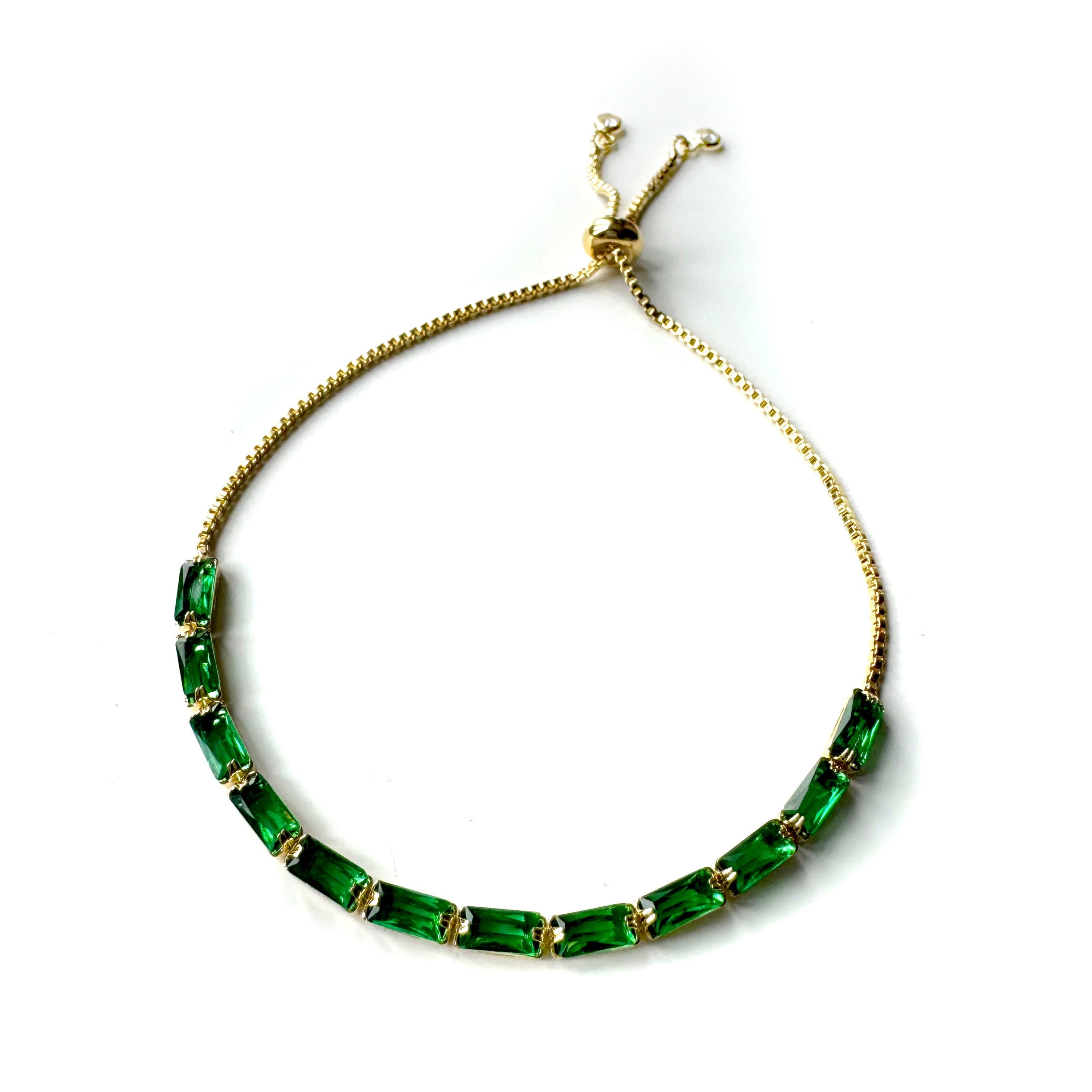 Brianna Adjustable Green Jewelled Bracelet