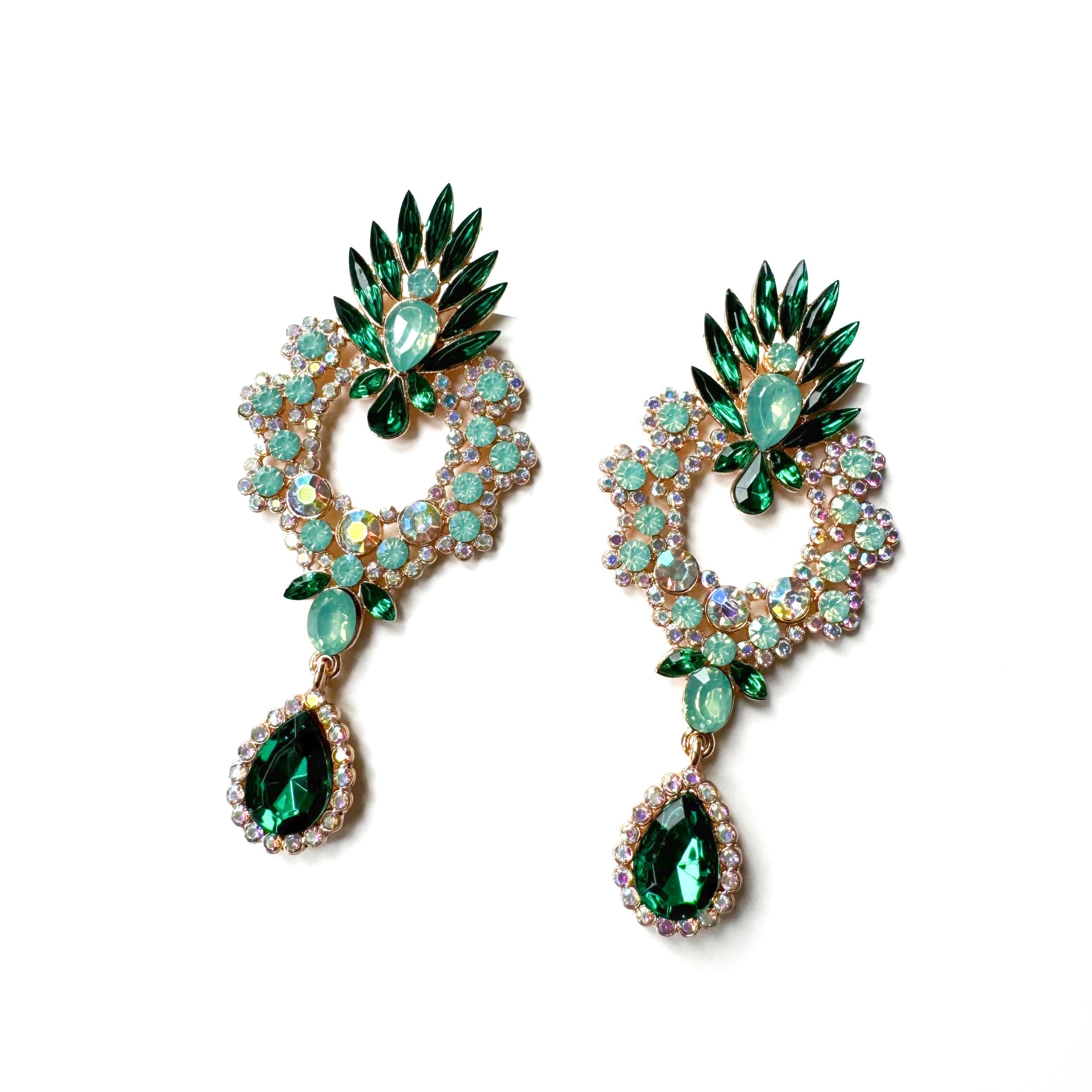 Clara Green Statement Jewel Earrings