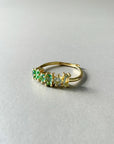 Eden Luxe 18k Gold Plated Green Multi Jewelled Ring