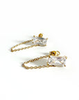 Cleo Luxe 18k Gold Plated Clear Jewel Chain Earrings