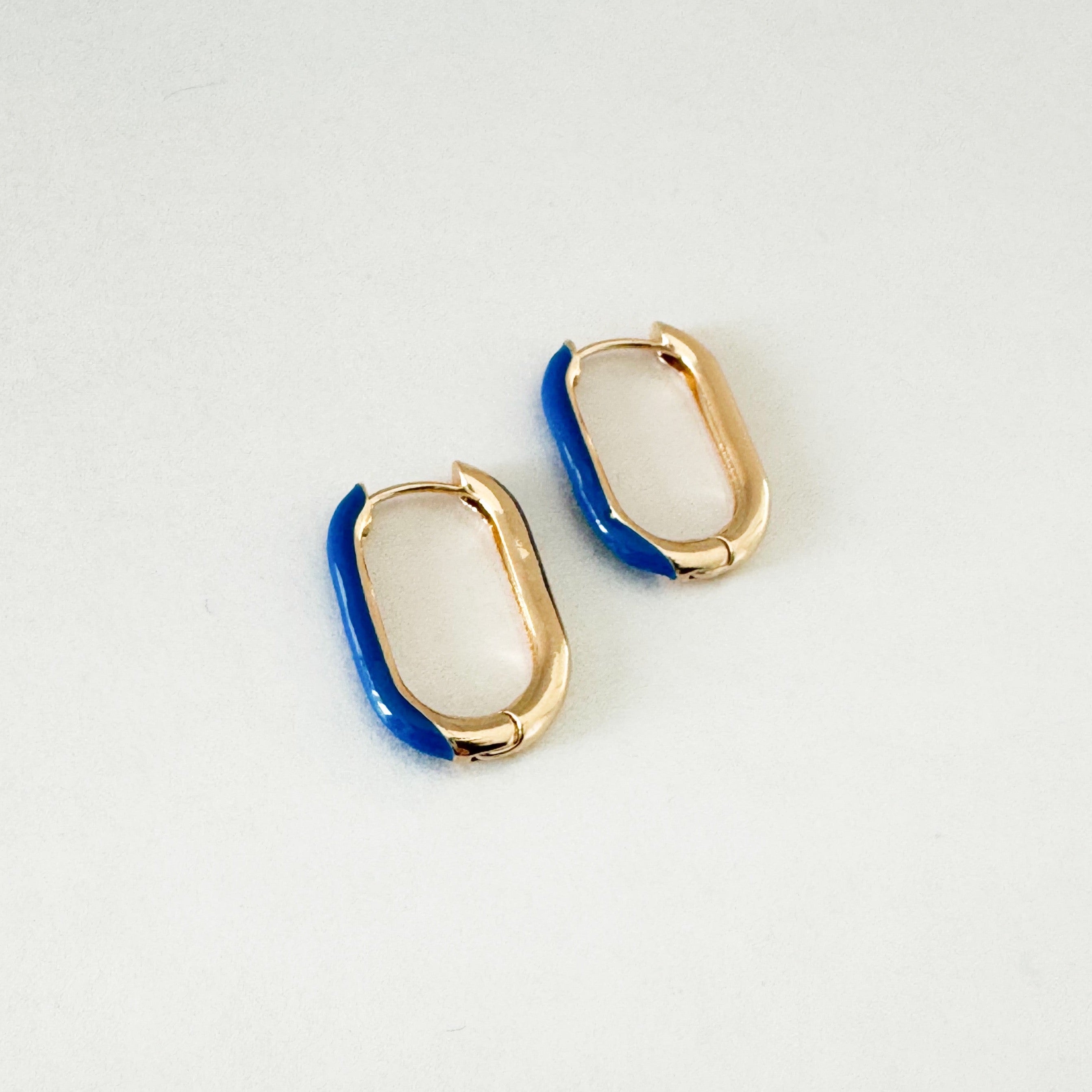 Harper Blue Oval Hoop Earrings