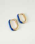 Harper Blue Oval Hoop Earrings