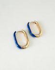 Harper Blue Oval Hoop Earrings