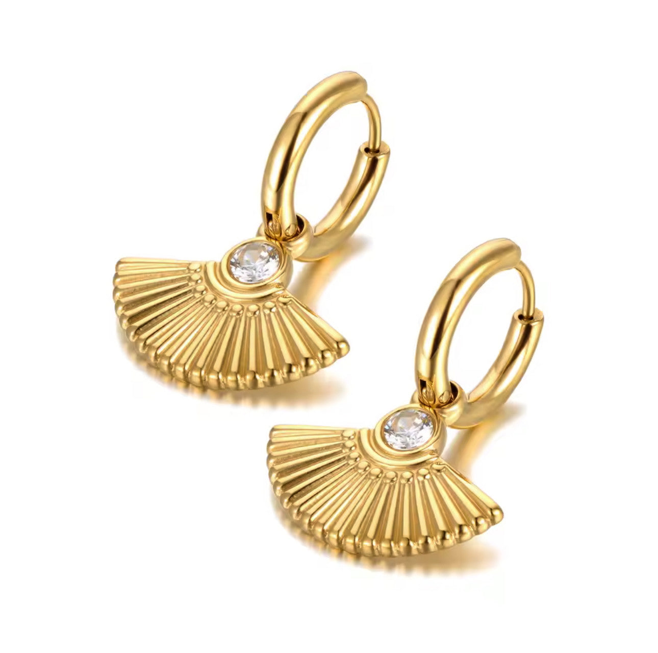 Luxe Gold Plated Jewelled Cuff & Hoops Set