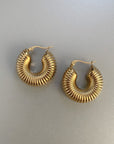 Vesper Luxe Gold 18k Plated Chunky Ridged Hoops
