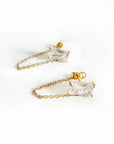 Cleo Luxe 18k Gold Plated Clear Jewel Chain Earrings