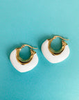 Lola Luxe 18k White Enamel Hoops