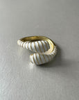 Sloane White And Gold Enamel Ring