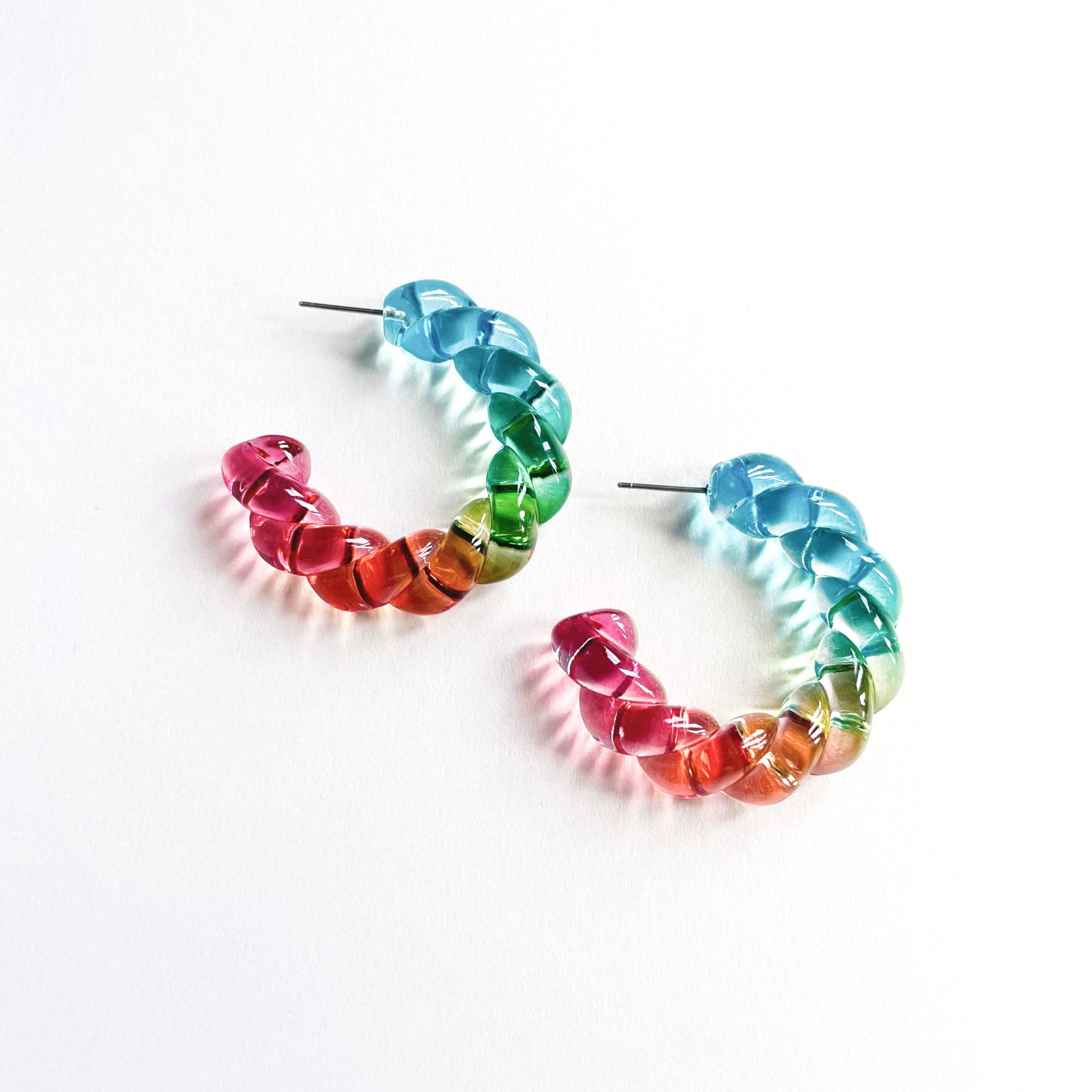 Poppy Rainbow Acrylic Twist Earrings