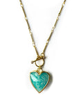 Sanora Luxe 18k Gold Plated Turquoise T Bar Heart Necklace