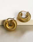 Vesper Luxe Gold 18k Plated Chunky Ridged Hoops