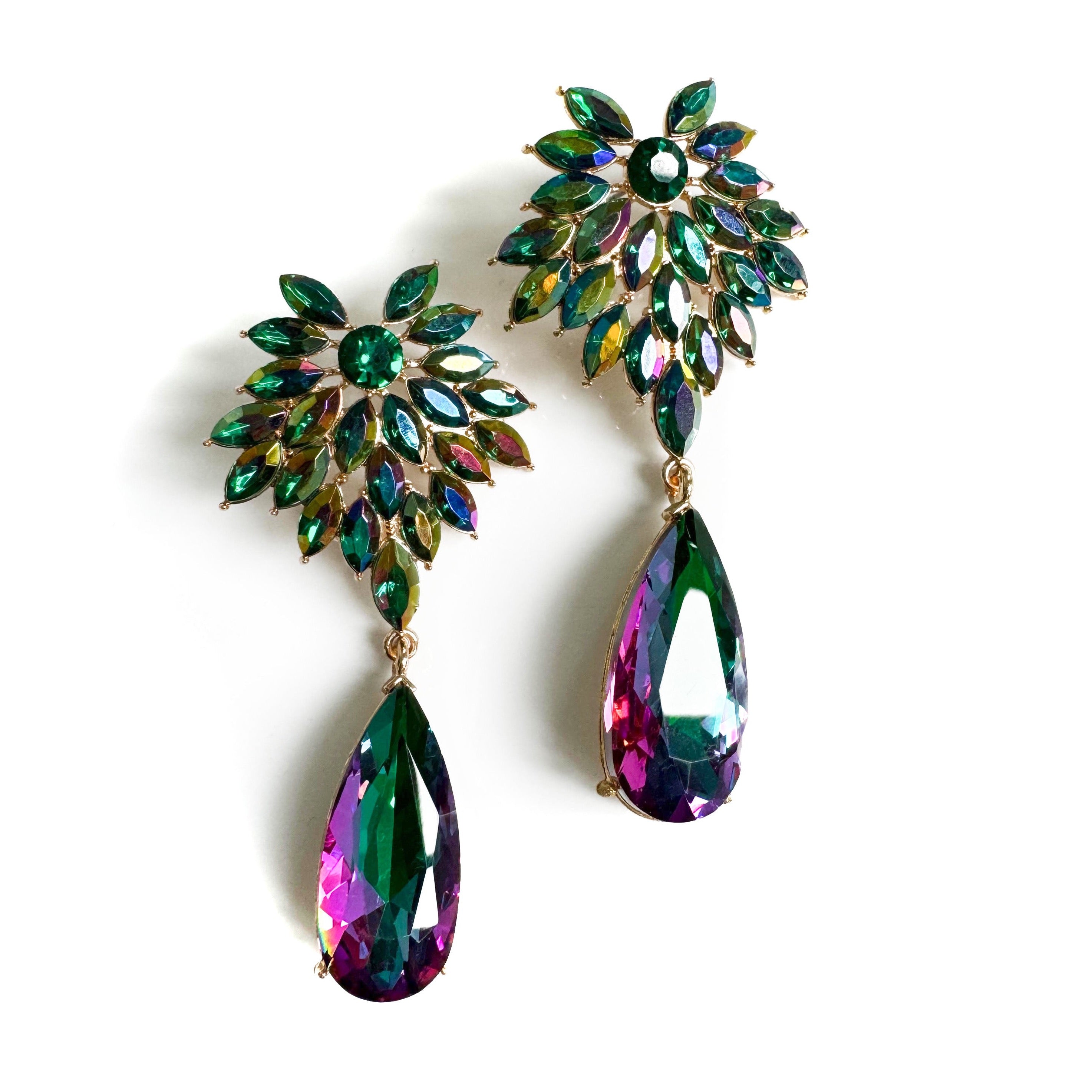 Statement Earrings Emerald Green Pageant Earrings Christiana Green