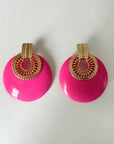 Lulu Large Pink Statement Disc Earrings