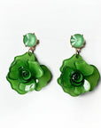 Juniper Statement Green Rose Earrings