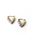 Capri Candy Stripe Enamel Mini Heart Hoop Earrings