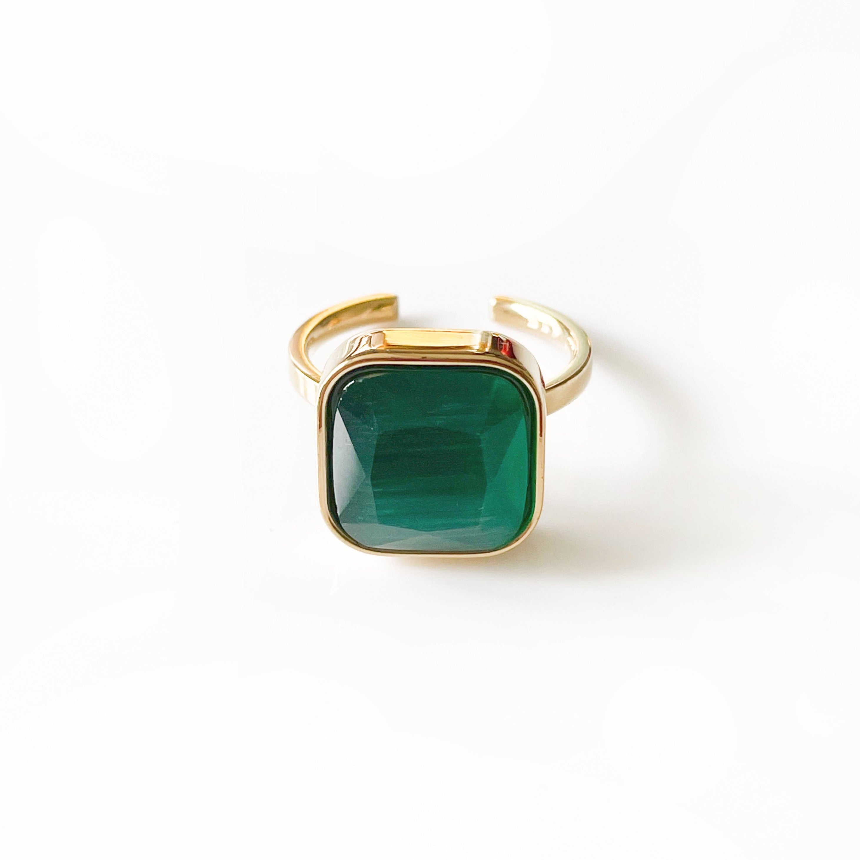 Hestia Luxe 18k Gold Plated Emerald Ring