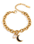 Nyxia Luxe 18k Gold Plated Crescent Moon Chain Bracelet