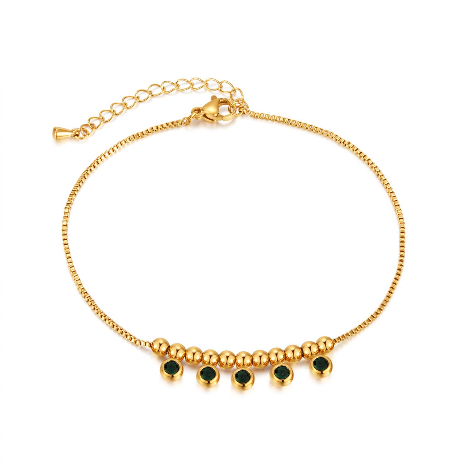 Remi Luxe 18k Gold Plated Jewelled Anklet
