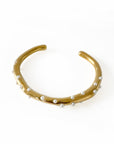 Neeva Luxe 18k Gold Plated Open Bangle with Mini Pearls