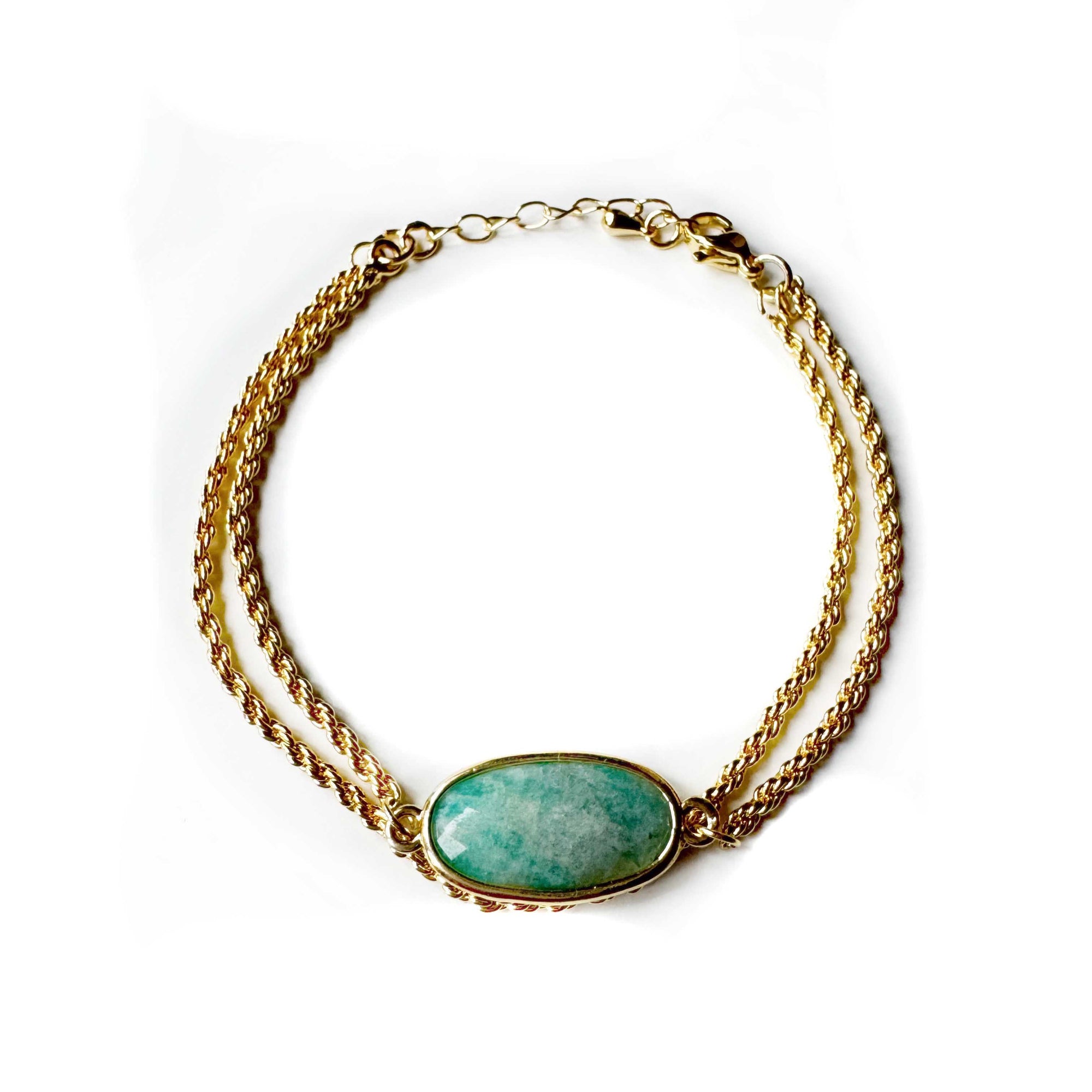 Roxy Luxe 18k Gold Plated Amazonite Crystal Bracelet
